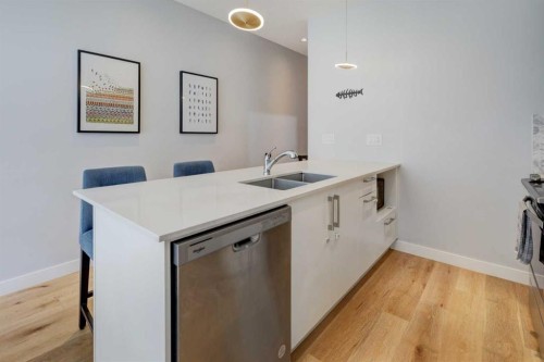 111-408 27 Avenue Ne, Calgary, AB - Indoor Photo Showing Kitchen With Double Sink