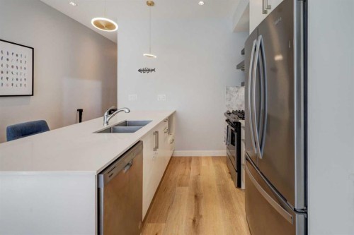 111-408 27 Avenue Ne, Calgary, AB - Indoor Photo Showing Kitchen With Double Sink