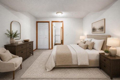 131 Lake Simcoe Court Se, Calgary, AB - Indoor Photo Showing Bedroom