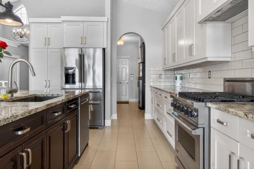 158 Hidden Creek Heights Nw, Calgary, AB - Indoor Photo Showing Kitchen With Upgraded Kitchen