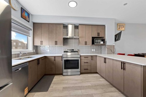 123 Corner Glen Drive Ne, Calgary, AB - Indoor Photo Showing Kitchen With Stainless Steel Kitchen With Double Sink With Upgraded Kitchen