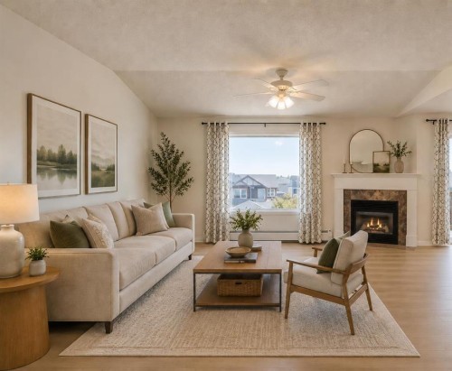 301-7301 Valleyview Park Se, Calgary, AB - Indoor Photo Showing Living Room With Fireplace