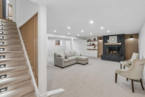111 Canata Close Sw, Calgary, AB - Indoor With Fireplace