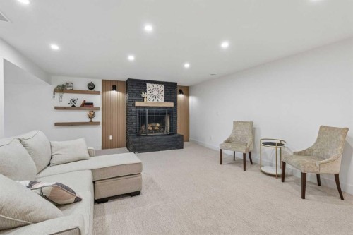 111 Canata Close Sw, Calgary, AB - Indoor With Fireplace