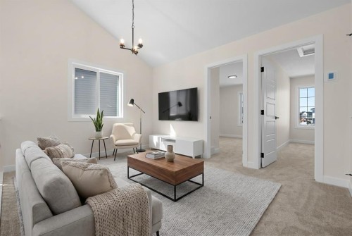 568 Buffaloberry Manor Se, Calgary, AB - Indoor Photo Showing Living Room