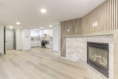 81 Coventry Circle Ne, Calgary, AB - Indoor Photo Showing Living Room With Fireplace