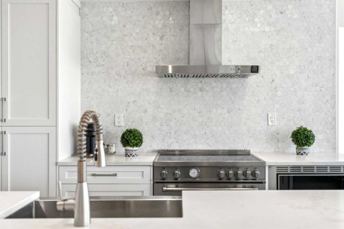 147 Hamptons Heath Nw, Calgary, AB - Indoor Photo Showing Kitchen With Double Sink With Upgraded Kitchen