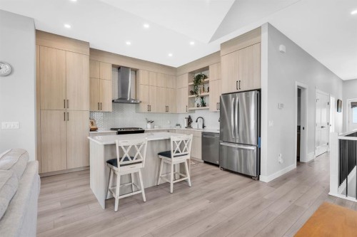 1098 Creekside Boulevard Sw, Calgary, AB - Indoor Photo Showing Kitchen With Stainless Steel Kitchen With Upgraded Kitchen
