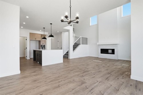 731 Langley Terrace Se, Airdrie, AB - Indoor With Fireplace