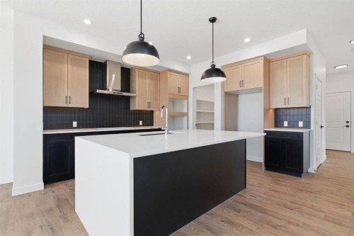 731 Langley Terrace Se, Airdrie, AB - Indoor Photo Showing Kitchen With Upgraded Kitchen