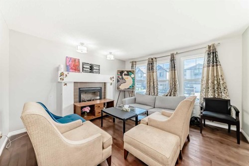 16 Skyview Springs Road Ne, Calgary, AB - Indoor Photo Showing Living Room With Fireplace