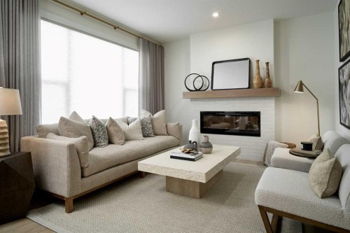 90 Silver Spruce Road Sw, Calgary, AB - Indoor Photo Showing Living Room With Fireplace