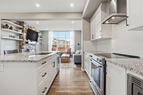 393 Masters Avenue Se, Calgary, AB - Indoor Photo Showing Kitchen With Upgraded Kitchen