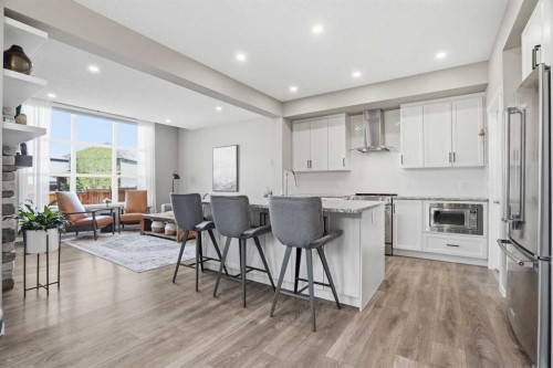393 Masters Avenue Se, Calgary, AB - Indoor Photo Showing Kitchen With Upgraded Kitchen