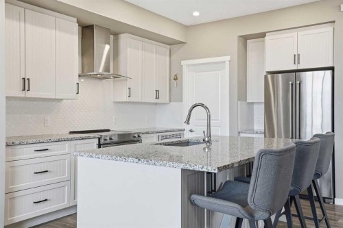 393 Masters Avenue Se, Calgary, AB - Indoor Photo Showing Kitchen With Upgraded Kitchen