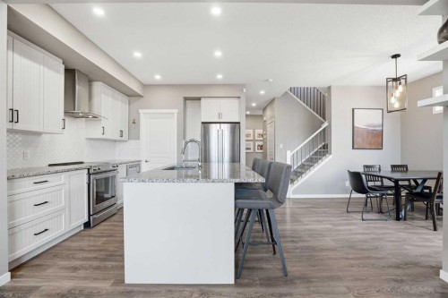393 Masters Avenue Se, Calgary, AB - Indoor Photo Showing Kitchen With Upgraded Kitchen