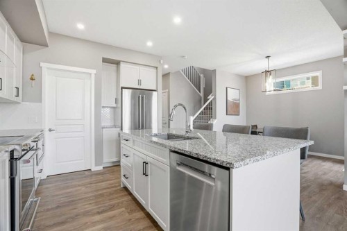 393 Masters Avenue Se, Calgary, AB - Indoor Photo Showing Kitchen With Upgraded Kitchen