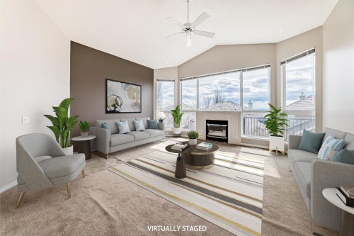 35 Arbour Vista Way Nw, Calgary, AB - Indoor Photo Showing Living Room With Fireplace