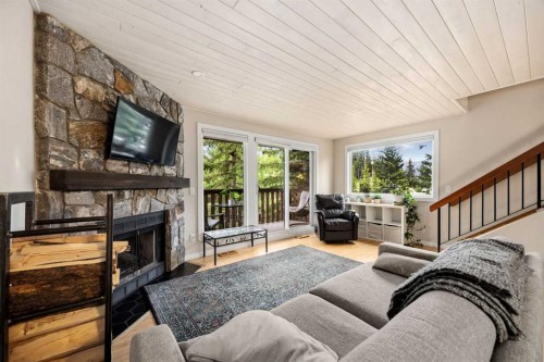 1-1061 Evergreen Circle, Canmore, AB - Indoor Photo Showing Living Room With Fireplace