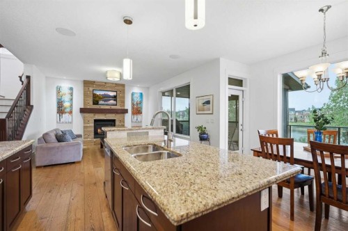 114 Cougarstone Crescent Sw, Calgary, AB - Indoor With Fireplace