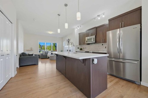 7 Belgian Link, Cochrane, AB - Indoor Photo Showing Kitchen With Stainless Steel Kitchen With Upgraded Kitchen
