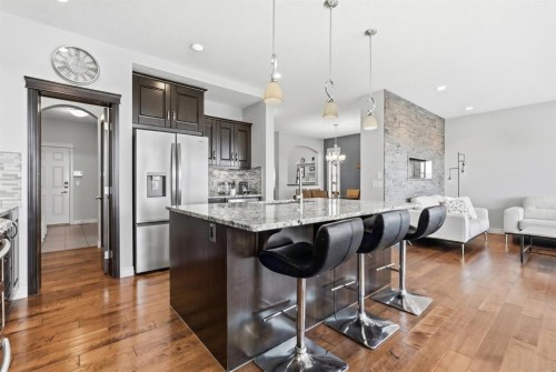 127 Marquis Grove Se, Calgary, AB - Indoor Photo Showing Kitchen With Upgraded Kitchen