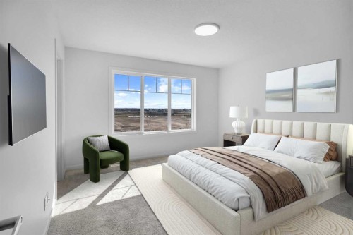 541 Bayview Street Sw, Airdrie, AB - Indoor Photo Showing Bedroom