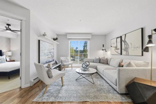 2223-115 Prestwick Villas Se, Calgary, AB - Indoor Photo Showing Living Room