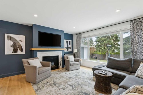 5924 Dalridge Hill Nw, Calgary, AB - Indoor Photo Showing Living Room With Fireplace
