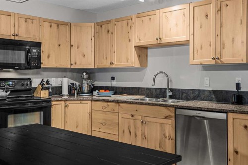 111-300 Palliser, Canmore, AB - Indoor Photo Showing Kitchen With Double Sink