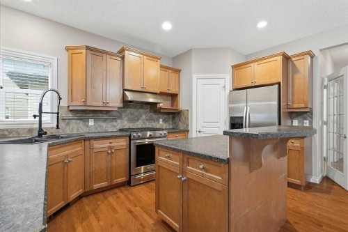 378 Chaparral Ridge Circle Se, Calgary, AB - Indoor Photo Showing Kitchen With Stainless Steel Kitchen With Double Sink