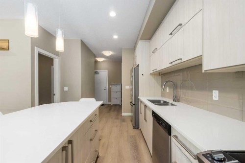 316-93 34 Avenue Sw, Calgary, AB - Indoor Photo Showing Kitchen With Double Sink With Upgraded Kitchen