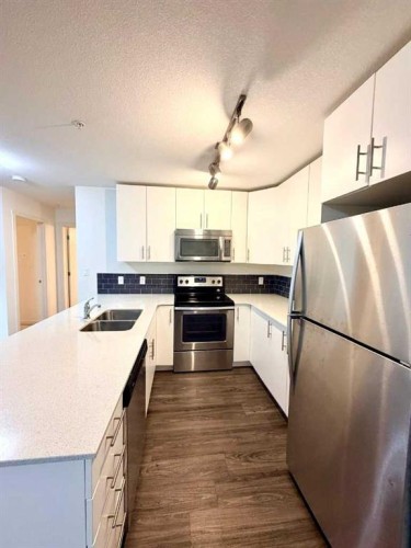 2208-181 Skyview Ranch Manor Ne, Calgary, AB - Indoor Photo Showing Kitchen With Stainless Steel Kitchen With Double Sink