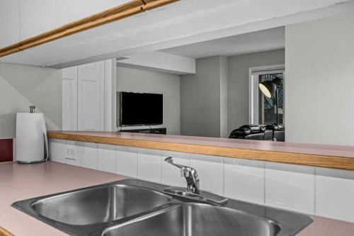 111-1206 Bow Valley Trail, Canmore, AB - Indoor Photo Showing Kitchen With Double Sink