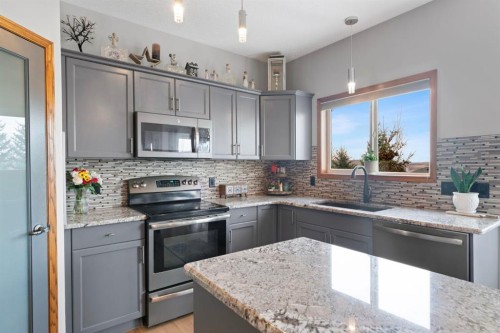 16 Bow Ridge Drive, Cochrane, AB - Indoor Photo Showing Kitchen With Upgraded Kitchen