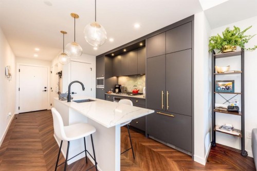516-8505 Broadcast Avenue Sw, Calgary, AB - Indoor Photo Showing Kitchen With Upgraded Kitchen