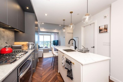 516-8505 Broadcast Avenue Sw, Calgary, AB - Indoor Photo Showing Kitchen With Upgraded Kitchen