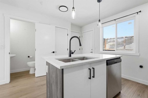 58 Taraglen Road Ne, Calgary, AB - Indoor Photo Showing Kitchen With Double Sink With Upgraded Kitchen