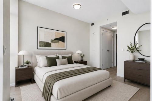 1712-222 Riverfront Avenue Sw, Calgary, AB - Indoor Photo Showing Bedroom