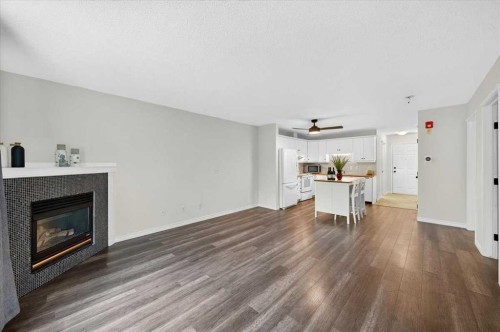 202-6148 Bowness Road Nw, Calgary, AB - Indoor Photo Showing Living Room With Fireplace