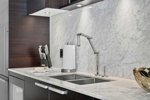 807-738 1 Avenue Sw, Calgary, AB - Indoor Photo Showing Kitchen With Double Sink
