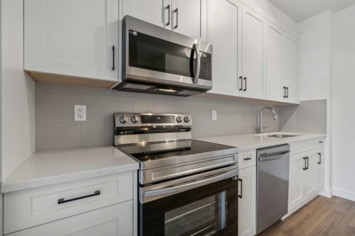 3117-1802 Mahogany Boulevard Se, Calgary, AB - Indoor Photo Showing Kitchen With Stainless Steel Kitchen With Upgraded Kitchen