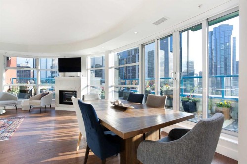 1005-205 Riverfront Avenue Sw, Calgary, AB - Indoor With Fireplace