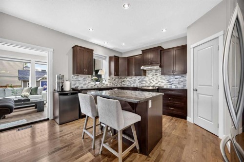 2029 Luxstone Boulevard Sw, Airdrie, AB - Indoor Photo Showing Kitchen With Upgraded Kitchen