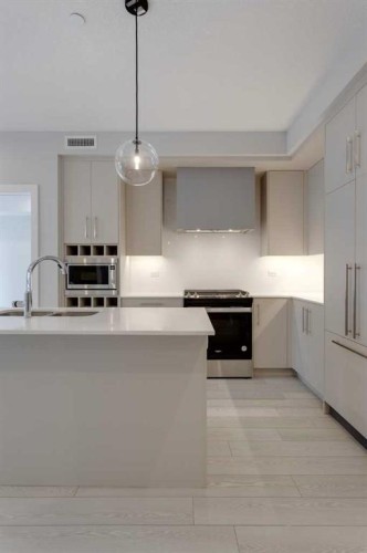 206-8370 Broadcast Avenue Sw, Calgary, AB - Indoor Photo Showing Kitchen With Upgraded Kitchen