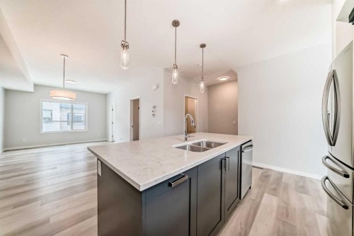 136-42 Cranbrook Gardens Se, Calgary, AB - Indoor Photo Showing Kitchen With Double Sink With Upgraded Kitchen