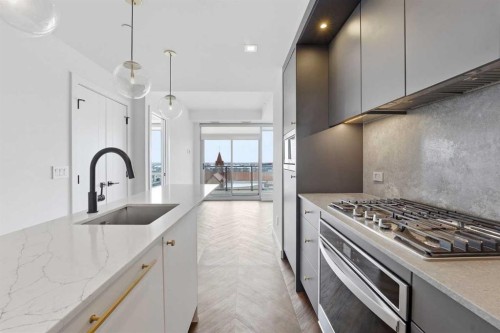 606-8445 Broadcast Avenue Sw, Calgary, AB - Indoor Photo Showing Kitchen With Upgraded Kitchen