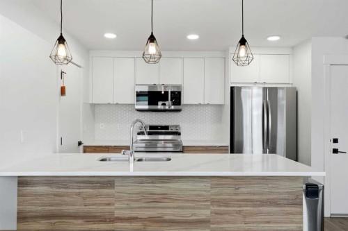 603-10060 46 Street Ne, Calgary, AB - Indoor Photo Showing Kitchen With Double Sink With Upgraded Kitchen