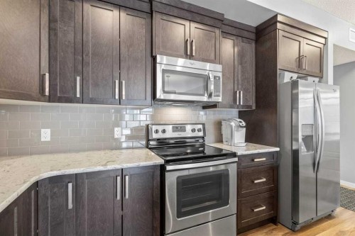 114-6703 New Brighton Avenue Se, Calgary, AB - Indoor Photo Showing Kitchen With Upgraded Kitchen