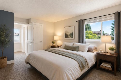 56 Deersaxon Circle Se, Calgary, AB - Indoor Photo Showing Bedroom